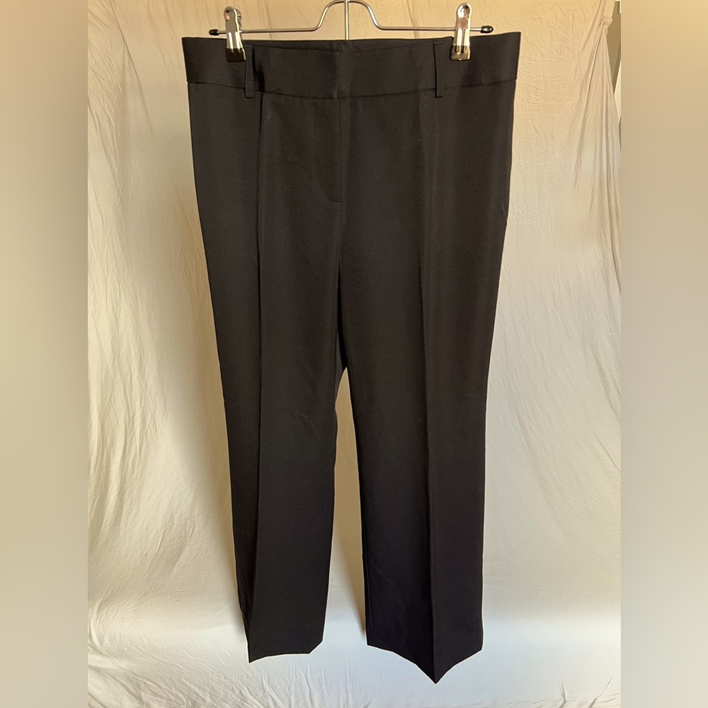 Classic J Crew black wool gabardine wide leg suiting pants, Size 10 original fit